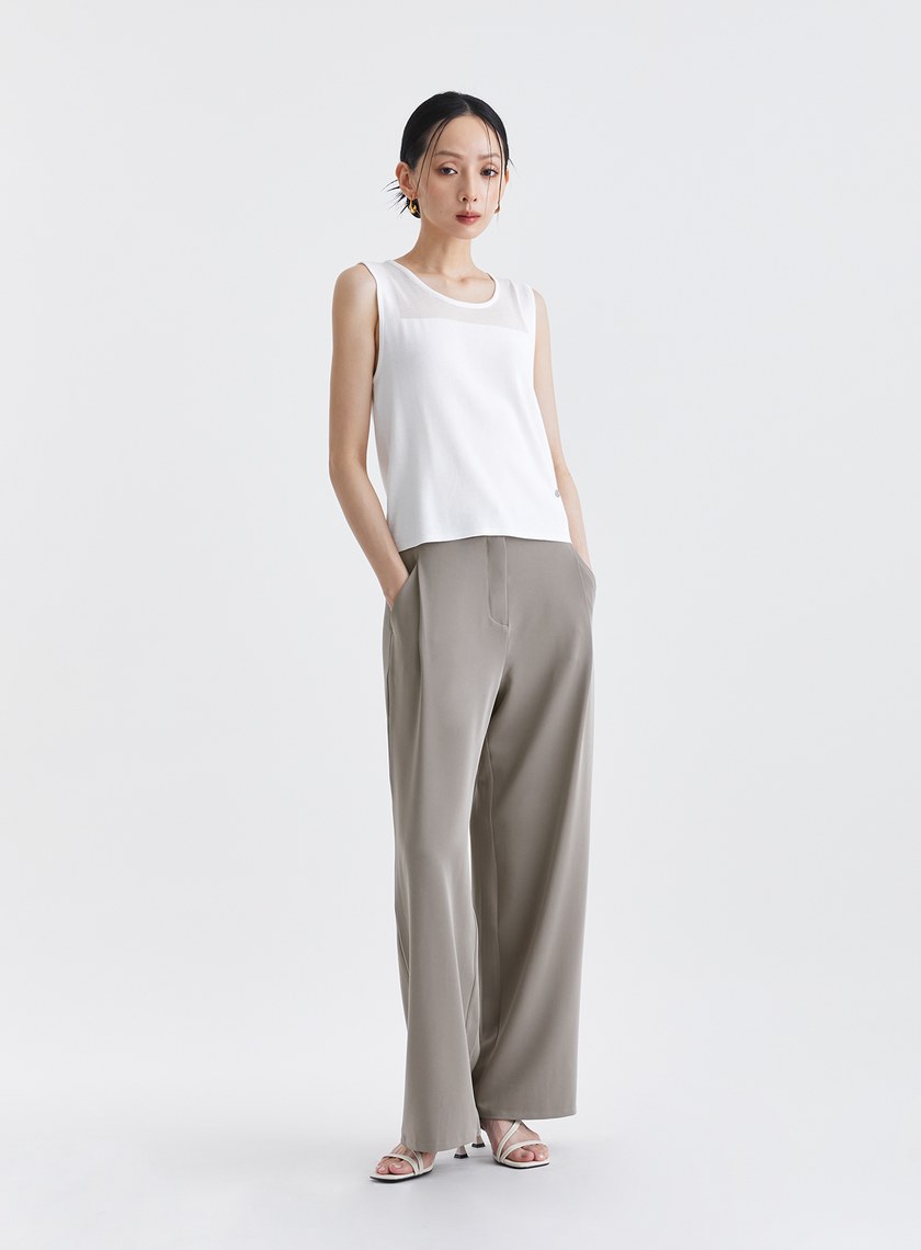 顯瘦滑順鬆緊西裝寬褲