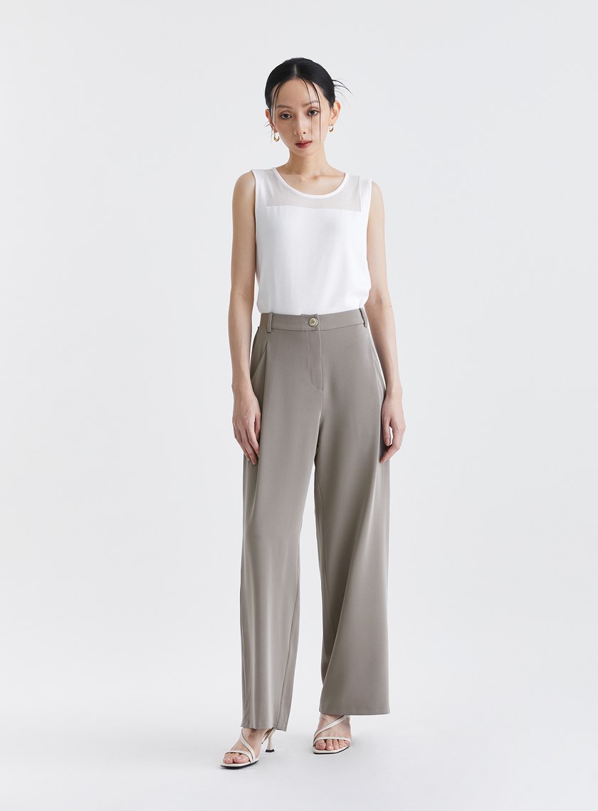 顯瘦滑順鬆緊西裝寬褲