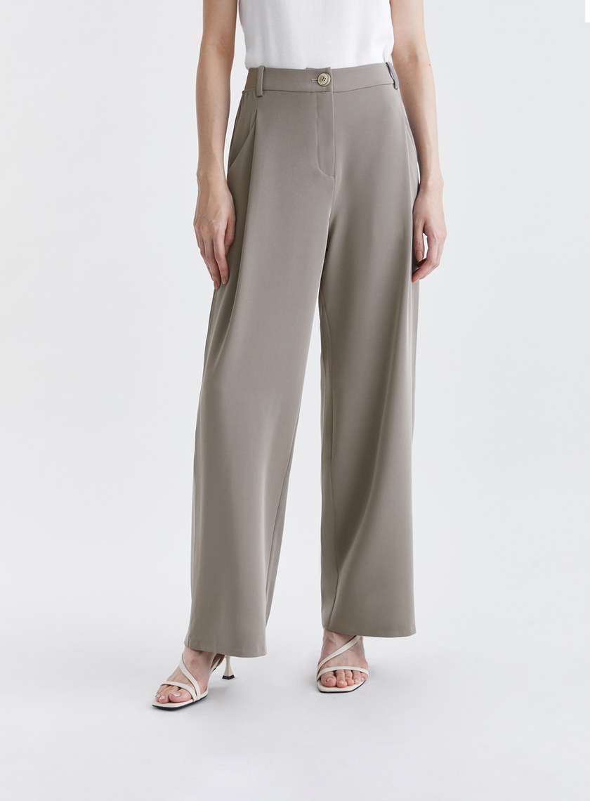 顯瘦滑順鬆緊西裝寬褲