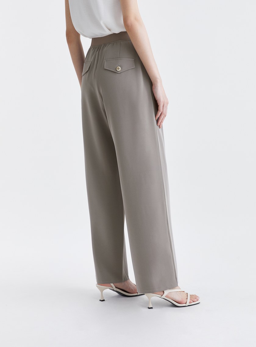 顯瘦滑順鬆緊西裝寬褲