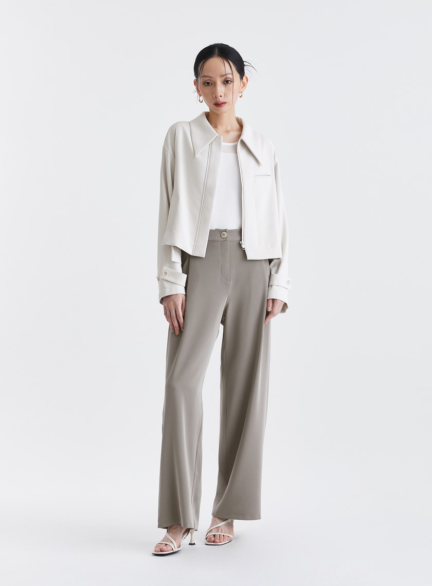 顯瘦滑順鬆緊西裝寬褲