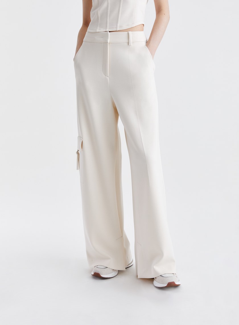 時髦個性寬版落地工裝褲