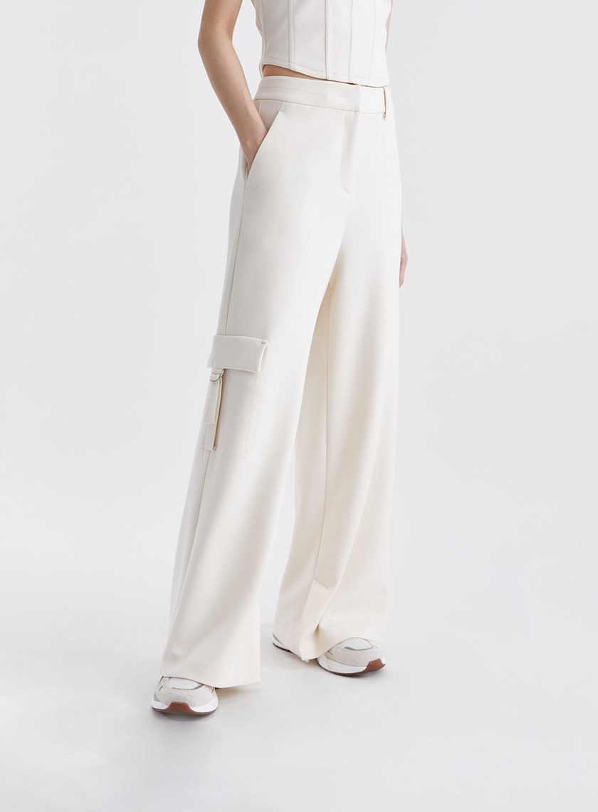 時髦個性寬版落地工裝褲