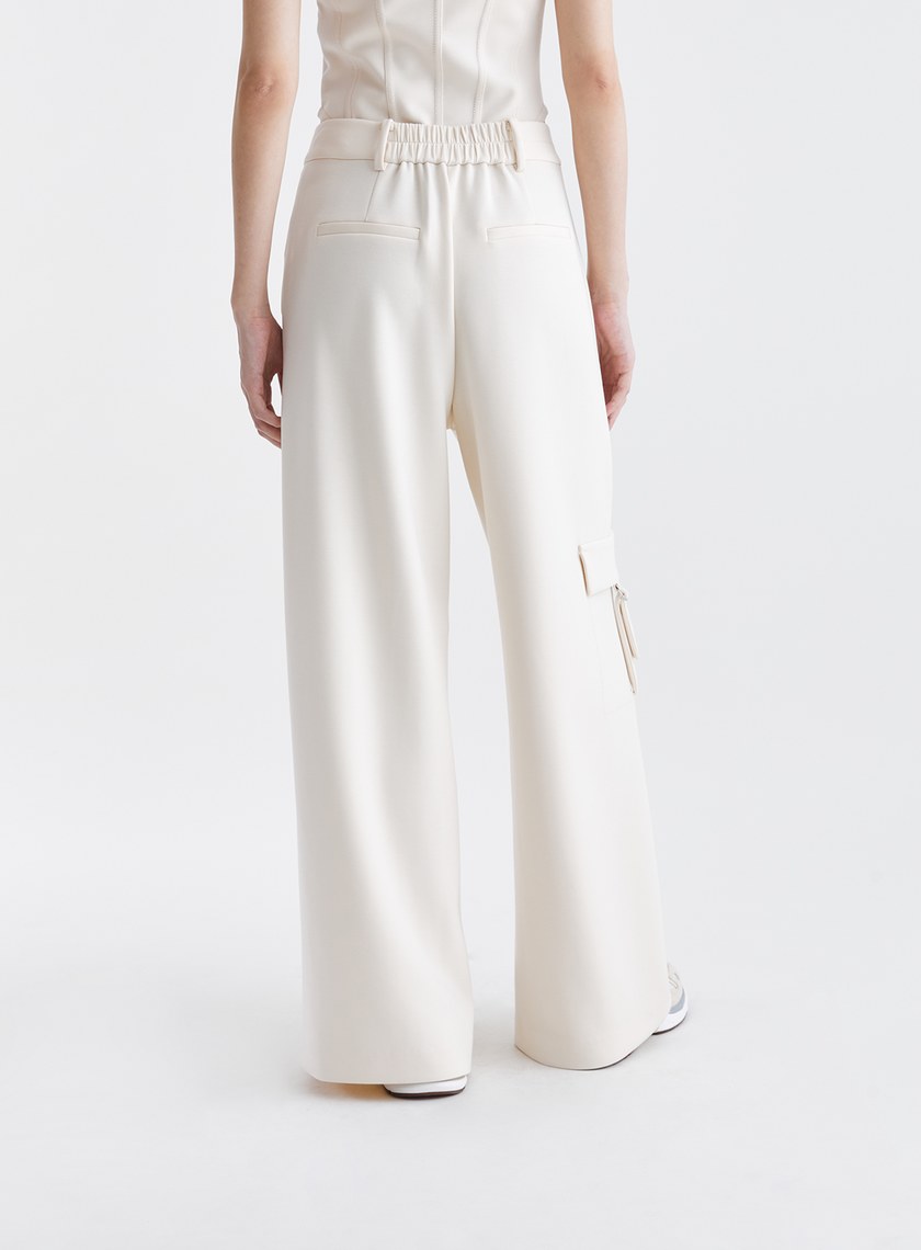 時髦個性寬版落地工裝褲