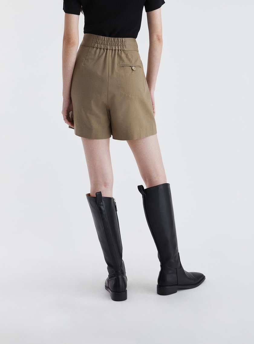 輕爽羊毛交叉腰頭寬版短褲