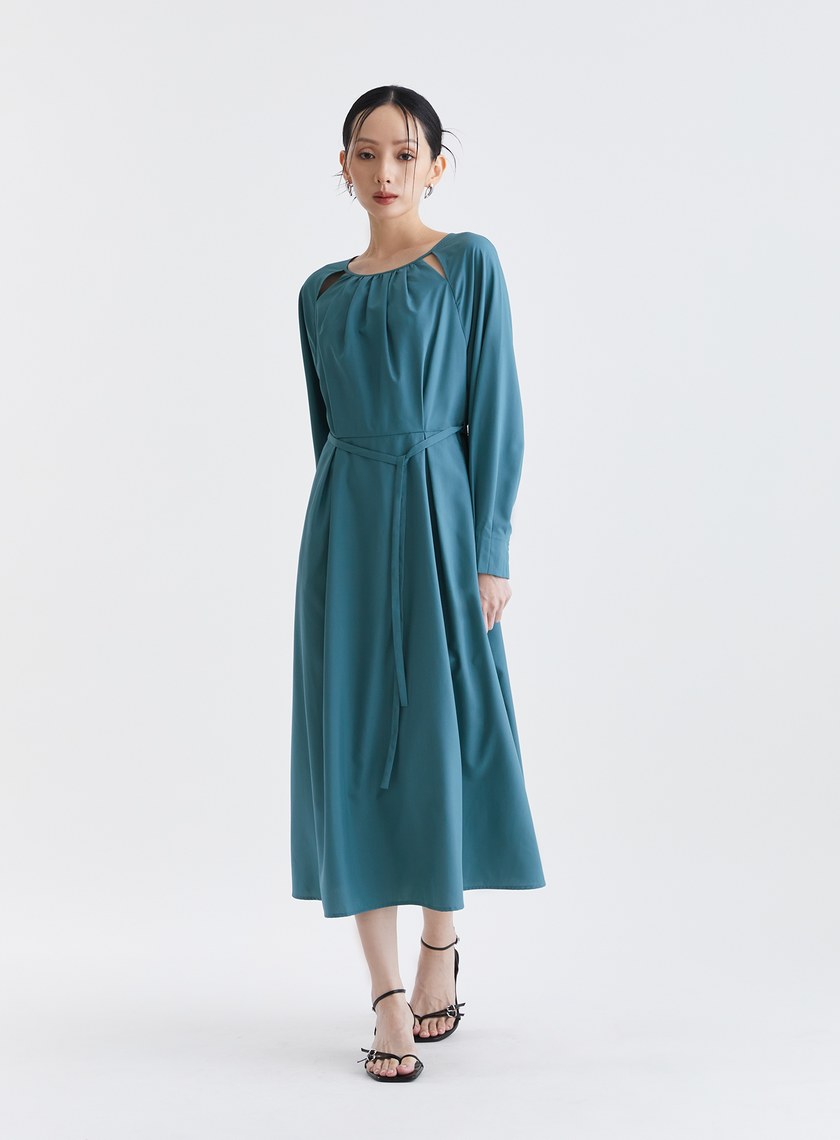 浪漫透紗美背長洋裝