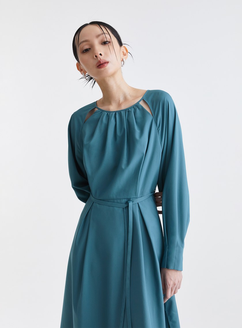 浪漫透紗美背長洋裝