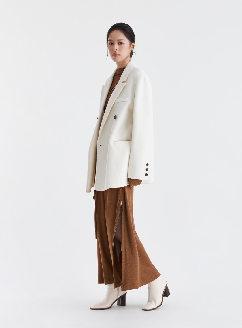 鏤空美背高領針織拉鍊洋裝