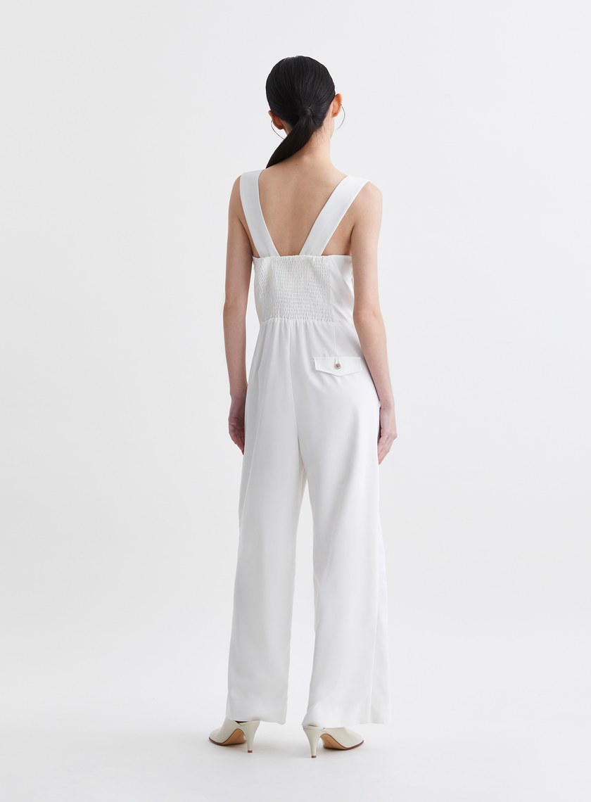 簡約俐落寬肩帶連身褲