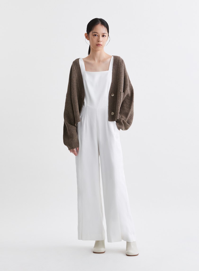 簡約俐落寬肩帶連身褲