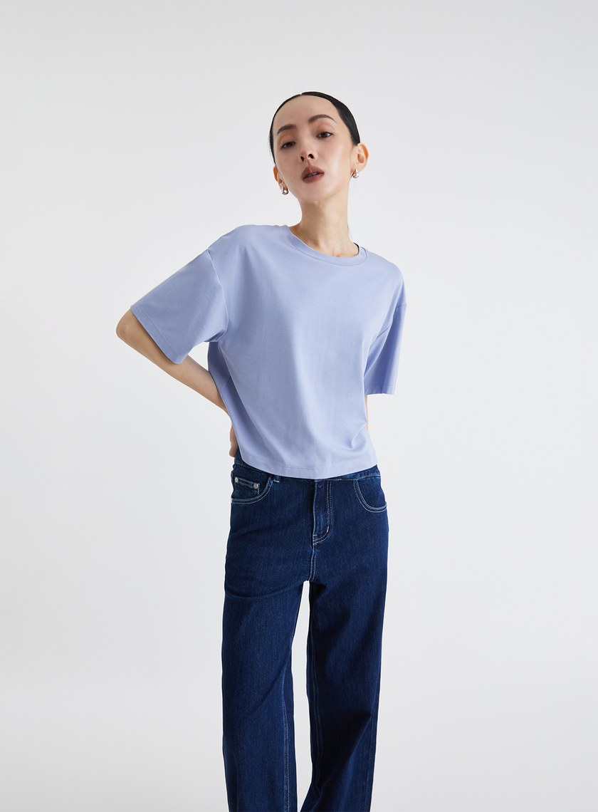 坎城夕陽印花寬鬆短袖上衣