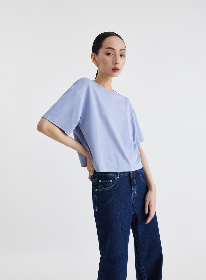 坎城夕陽印花寬鬆短袖上衣