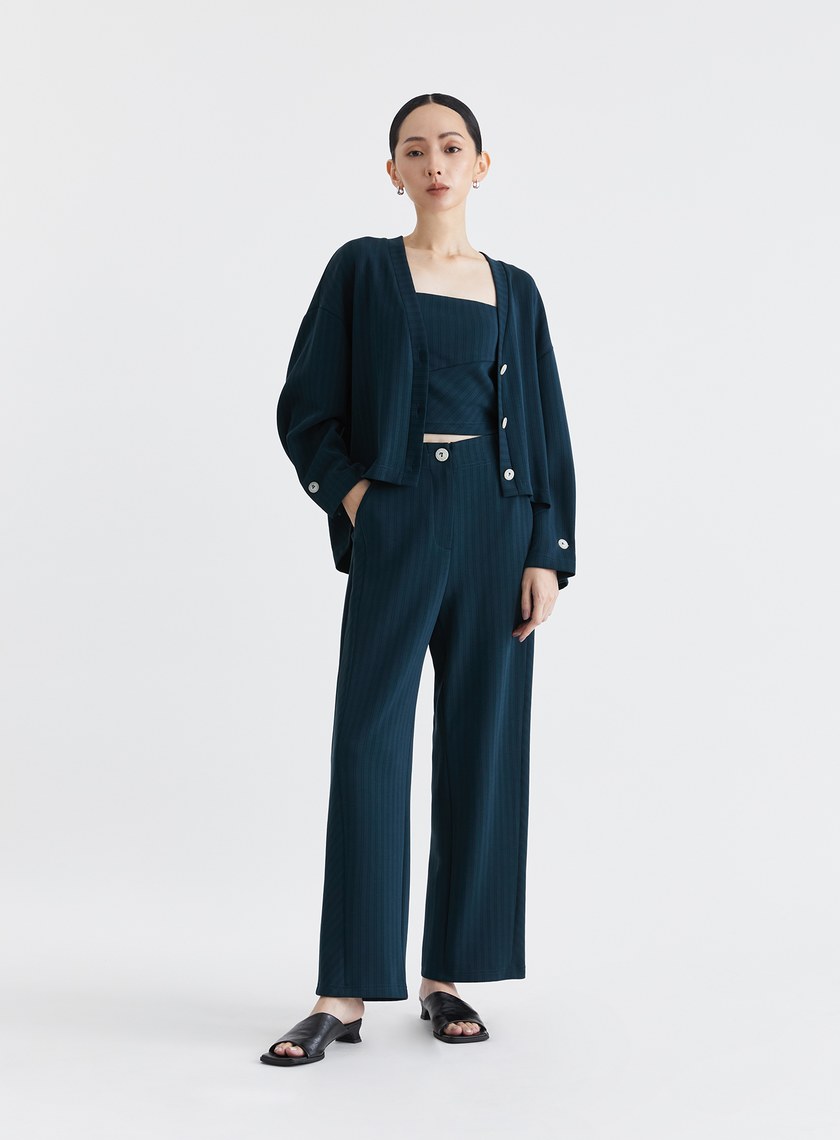 慵懶舒適細條紋繭型針織外套