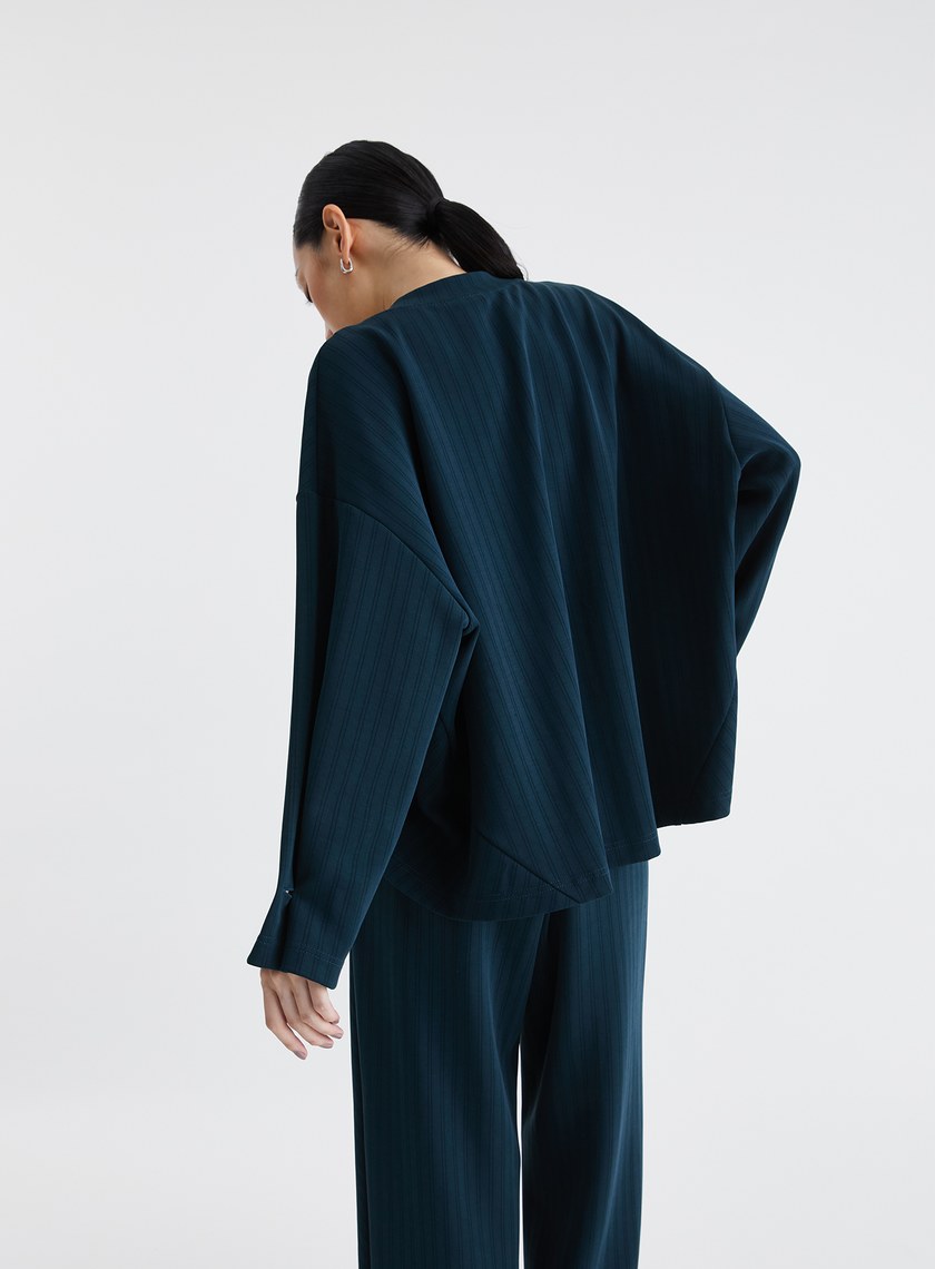 慵懶舒適細條紋繭型針織外套