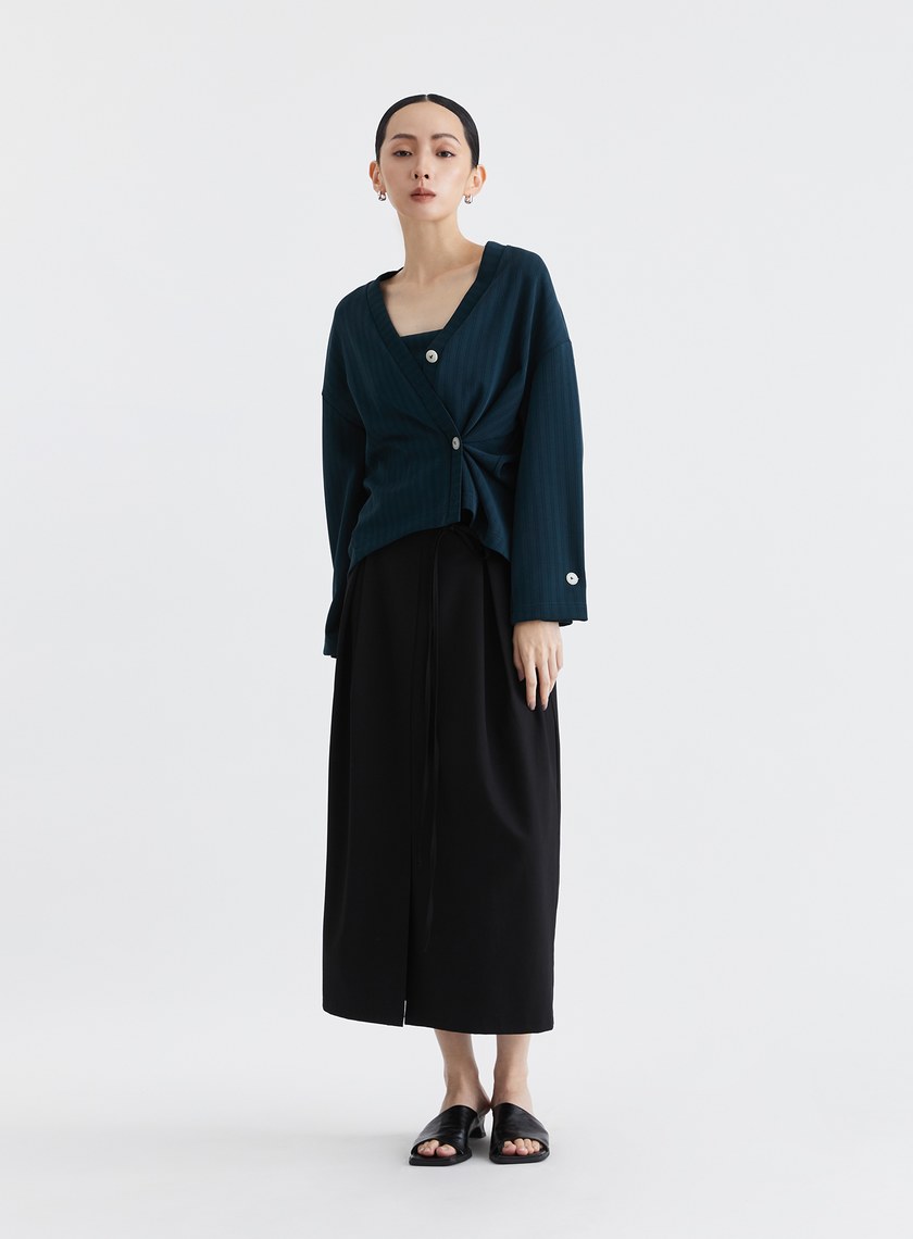 慵懶舒適細條紋繭型針織外套