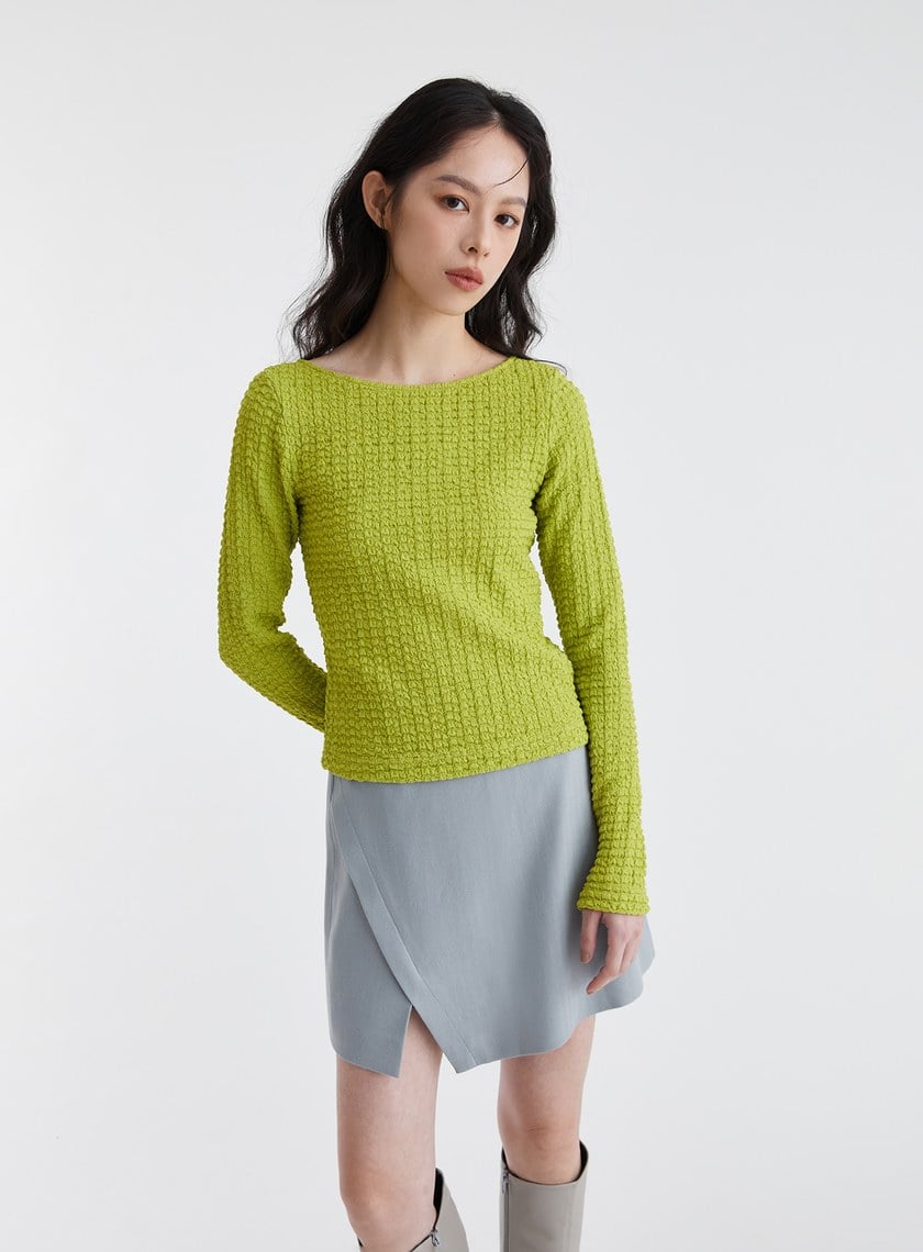 特殊肌理感針織長袖上衣