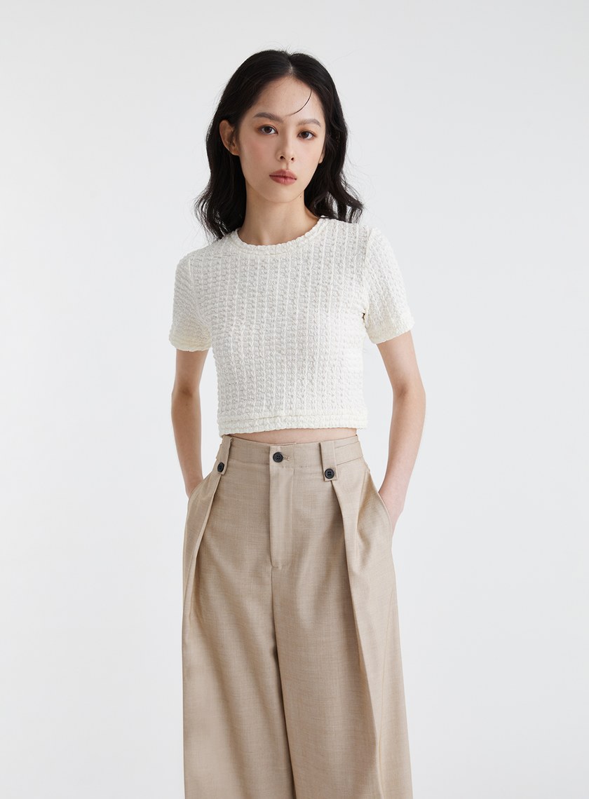 特殊肌理感針織短袖上衣