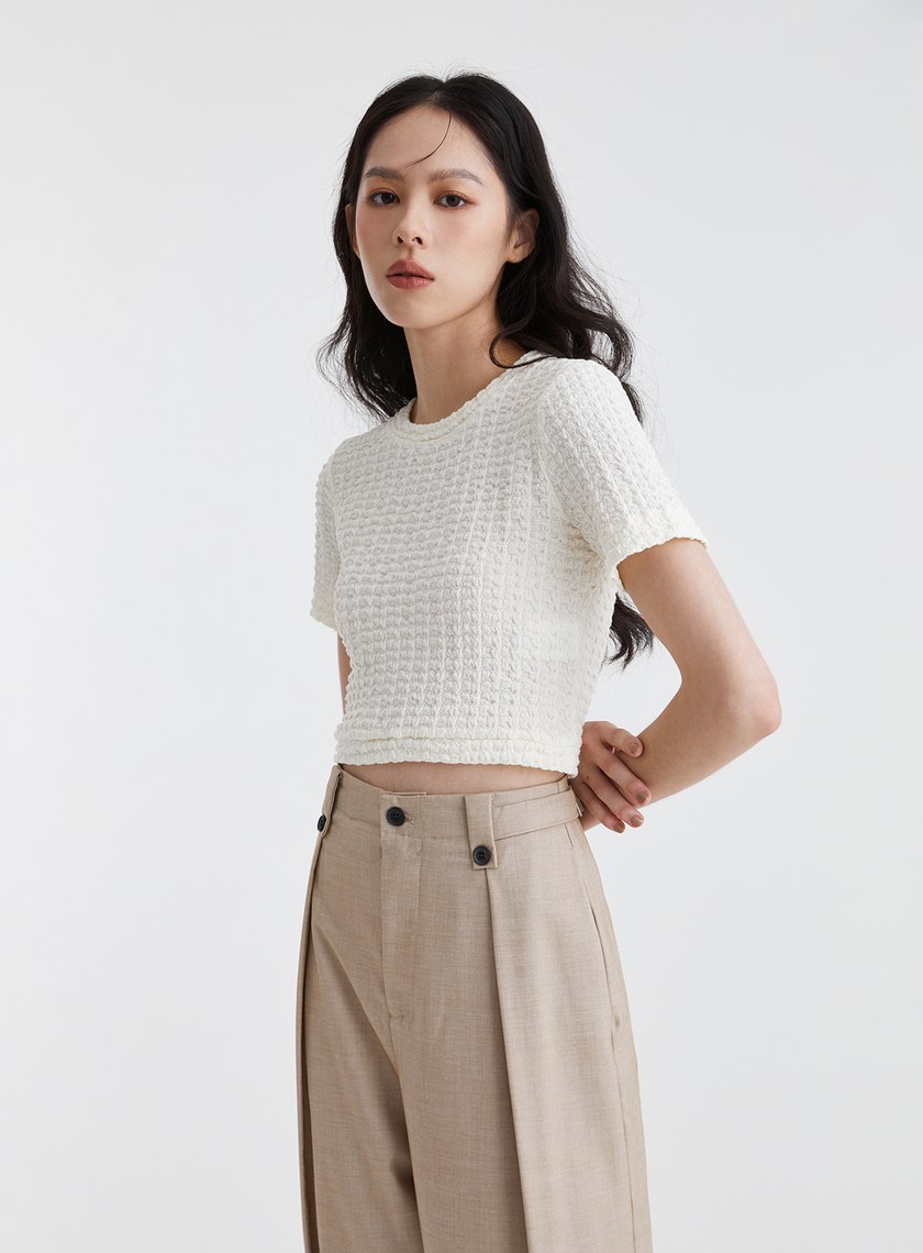 特殊肌理感針織短袖上衣