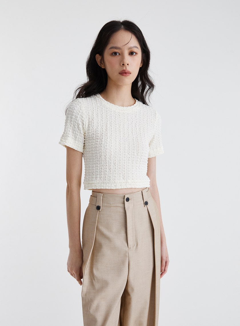 特殊肌理感針織短袖上衣