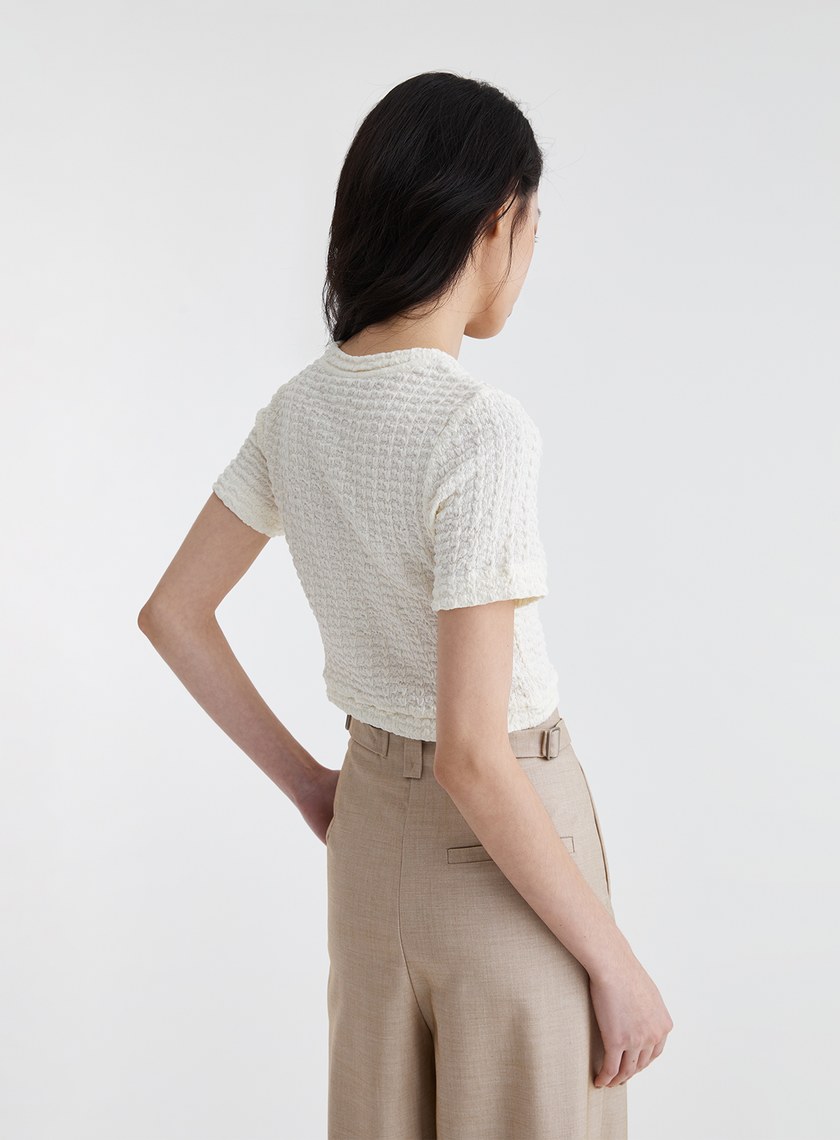 特殊肌理感針織短袖上衣