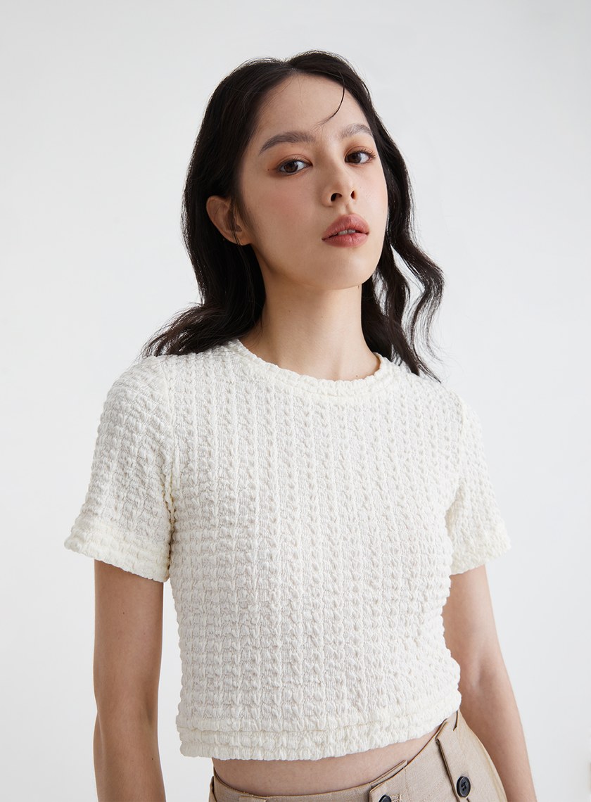 特殊肌理感針織短袖上衣