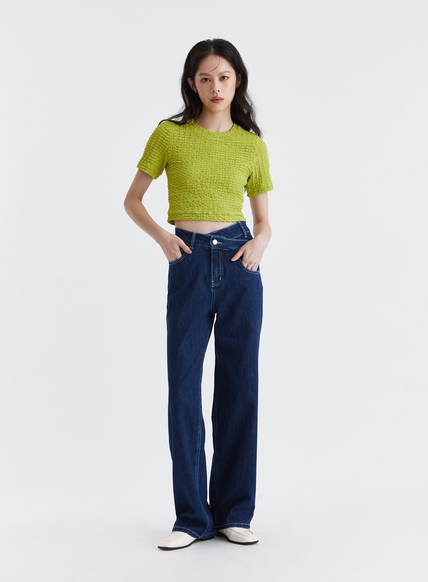 特殊肌理感針織短袖上衣