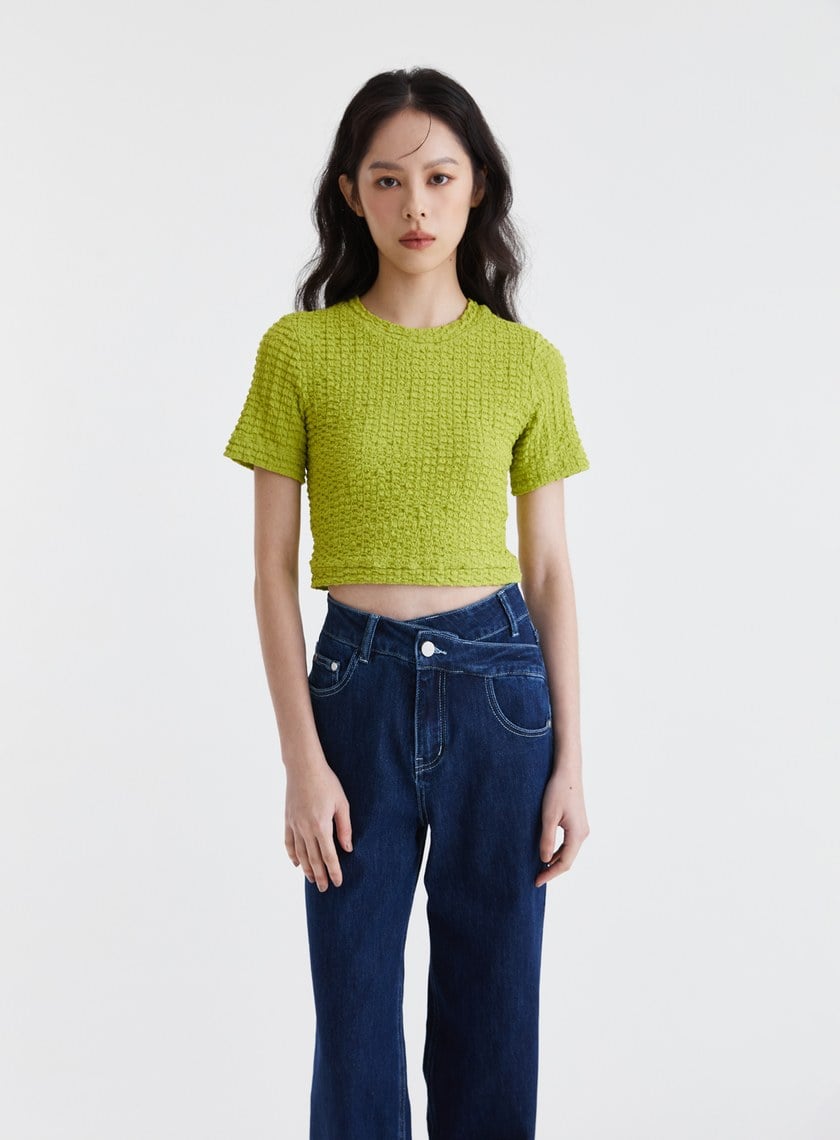 特殊肌理感針織短袖上衣