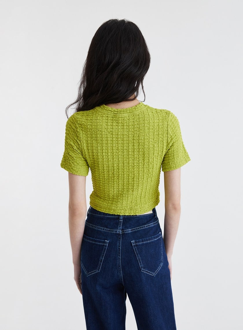 特殊肌理感針織短袖上衣