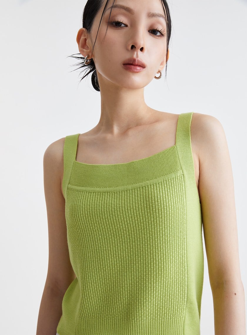 寬肩帶親膚緹花針織背心