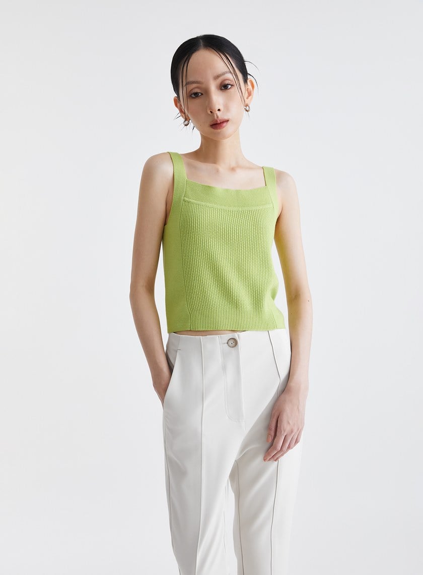 寬肩帶親膚緹花針織背心