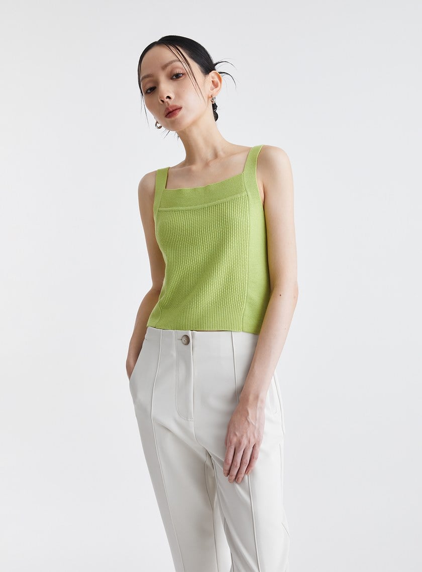 寬肩帶親膚緹花針織背心