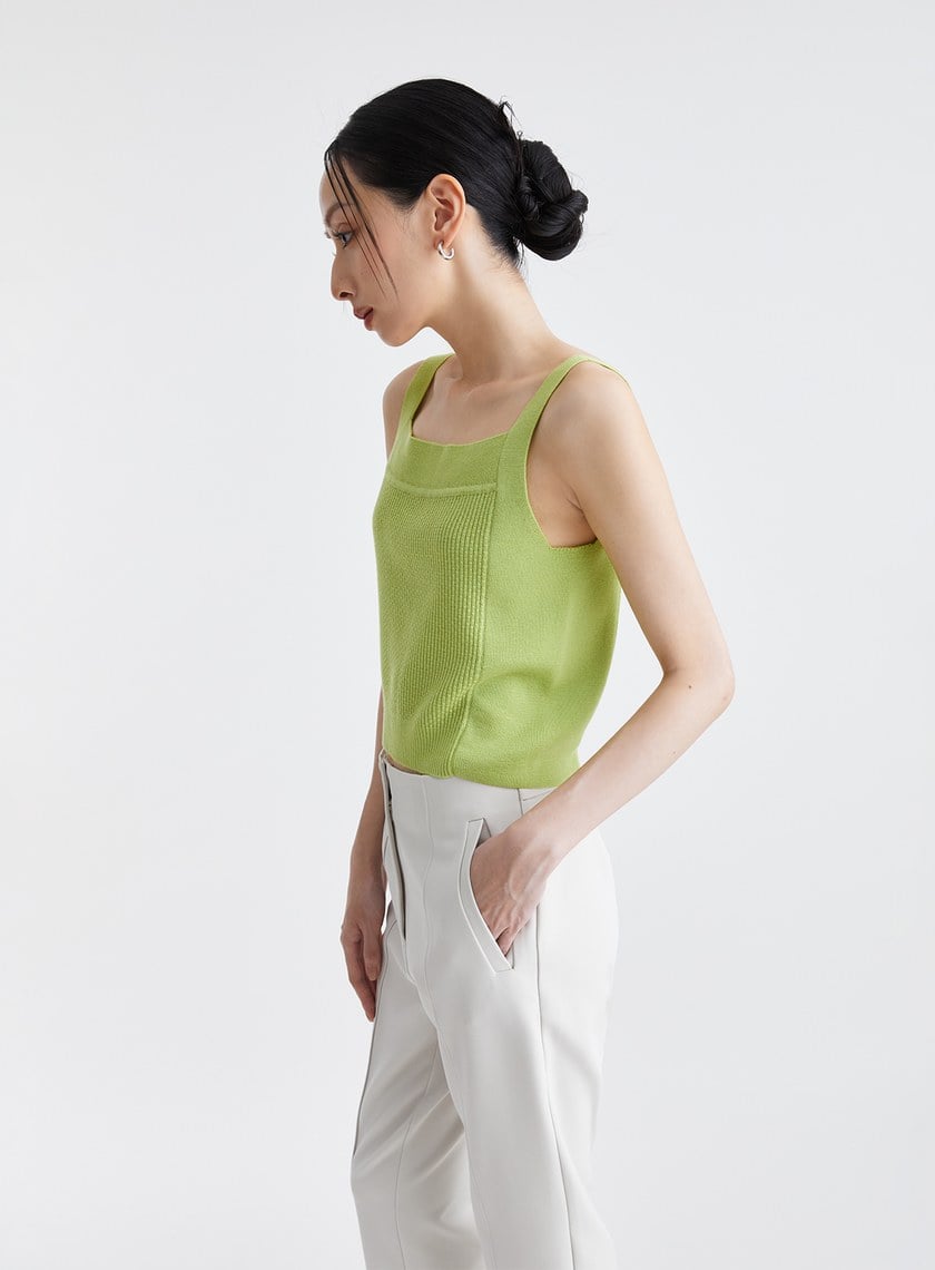 寬肩帶親膚緹花針織背心