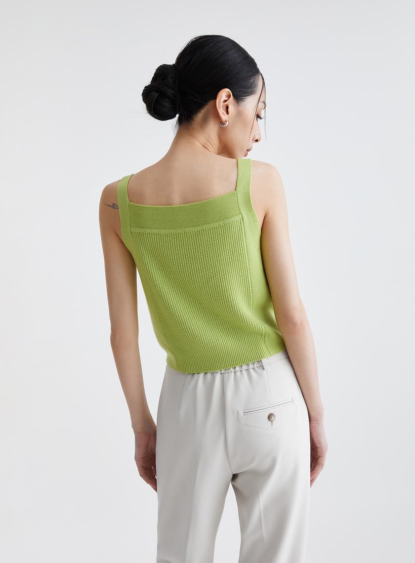 寬肩帶親膚緹花針織背心