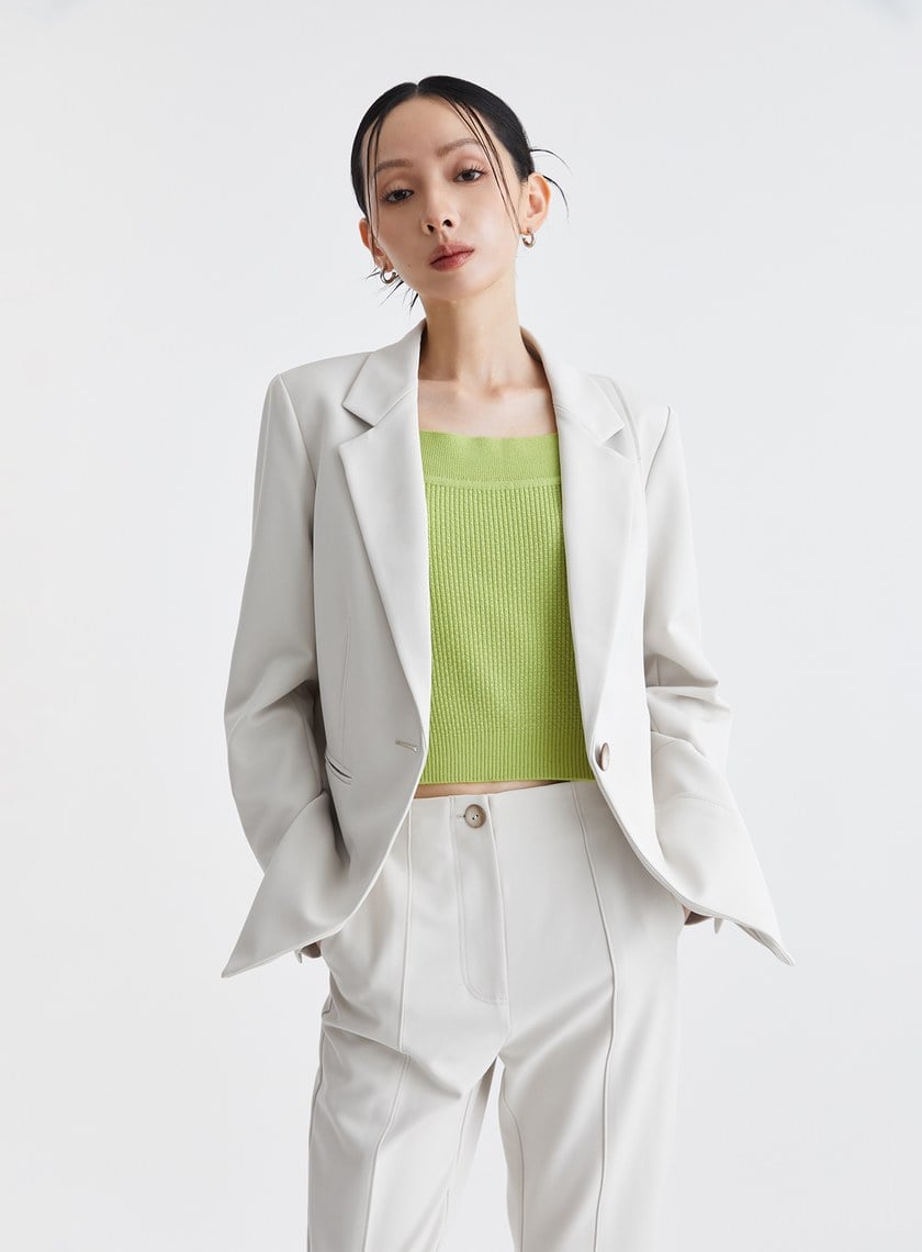 寬肩帶親膚緹花針織背心