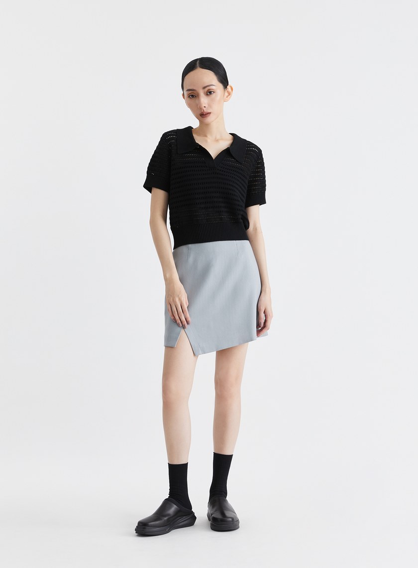 透膚立體織紋針織上衣