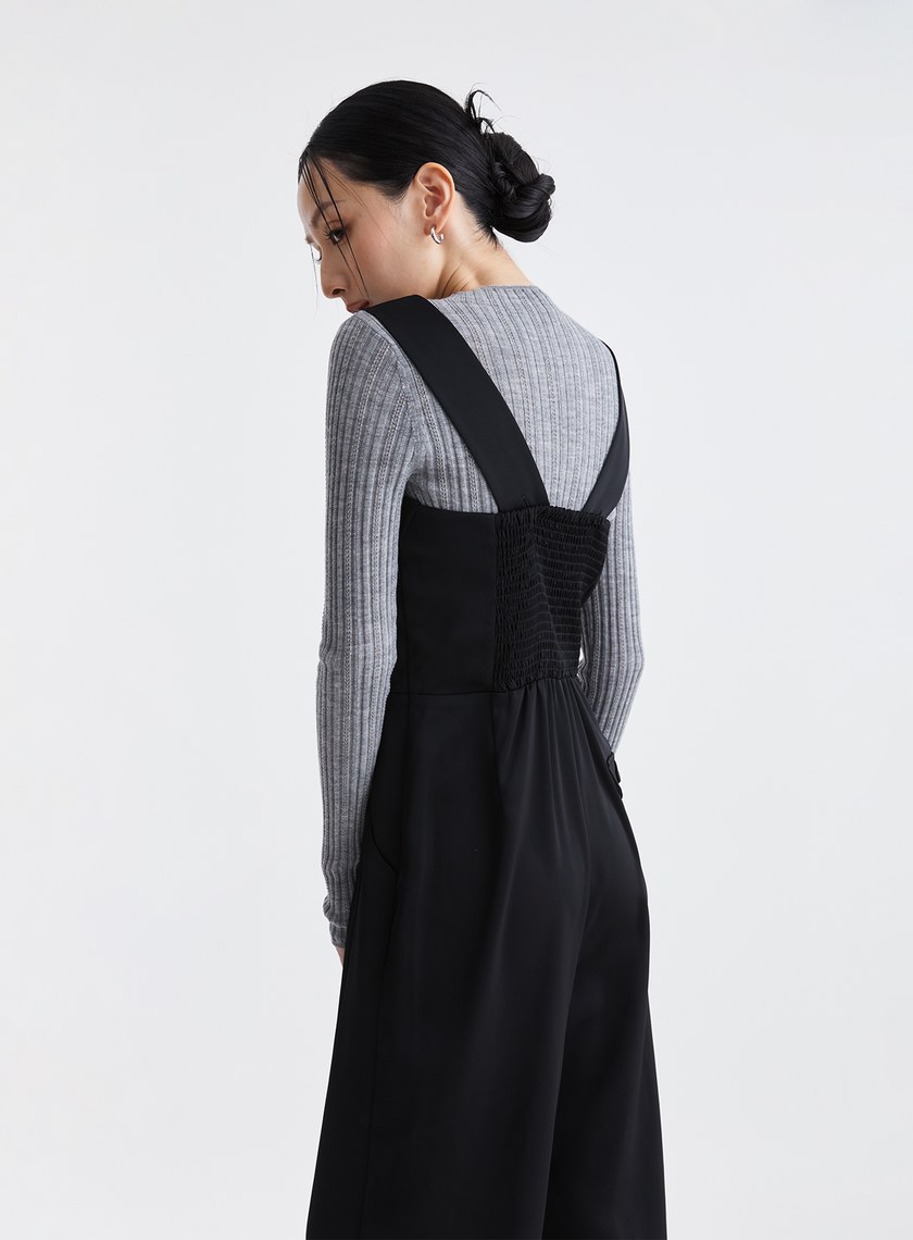 親膚羅紋挑孔針織上衣