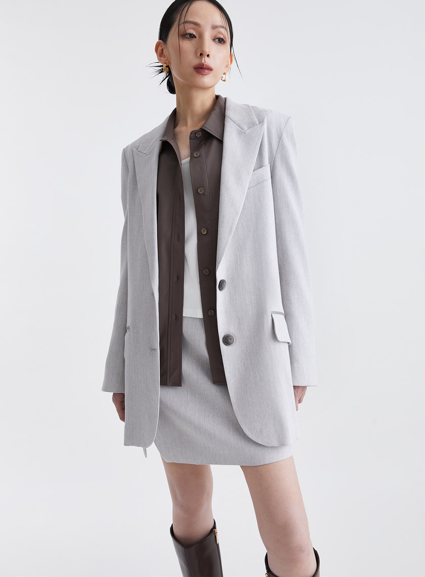 經典復古人字紋寬版西裝外套