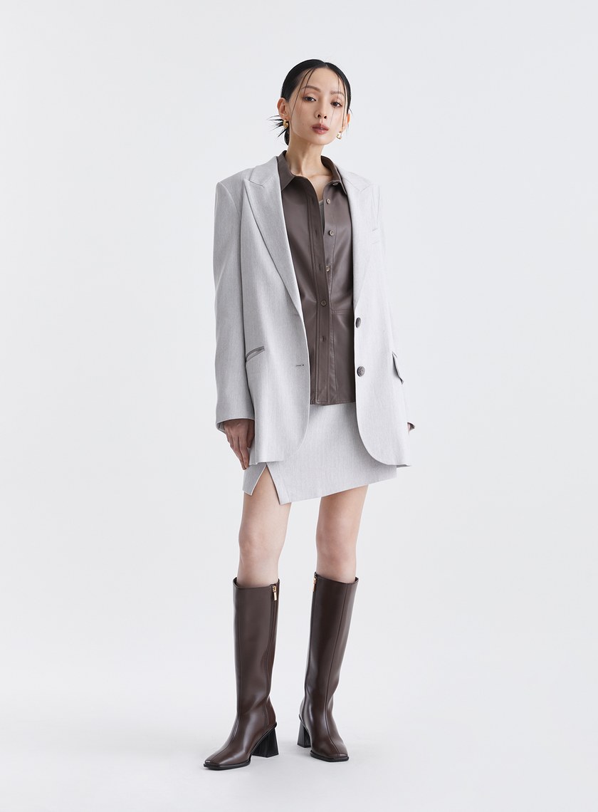 經典復古人字紋寬版西裝外套