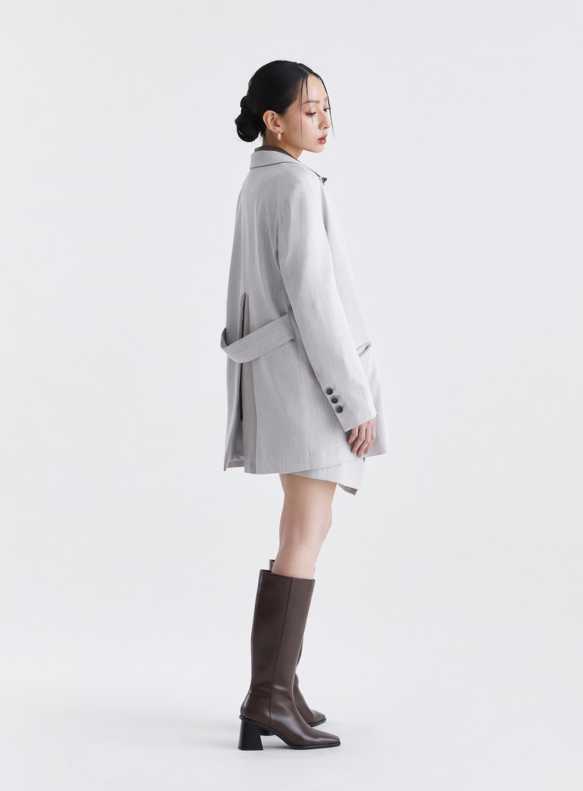 經典復古人字紋寬版西裝外套