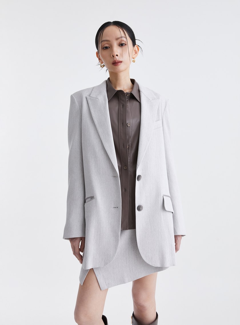 經典復古人字紋寬版西裝外套