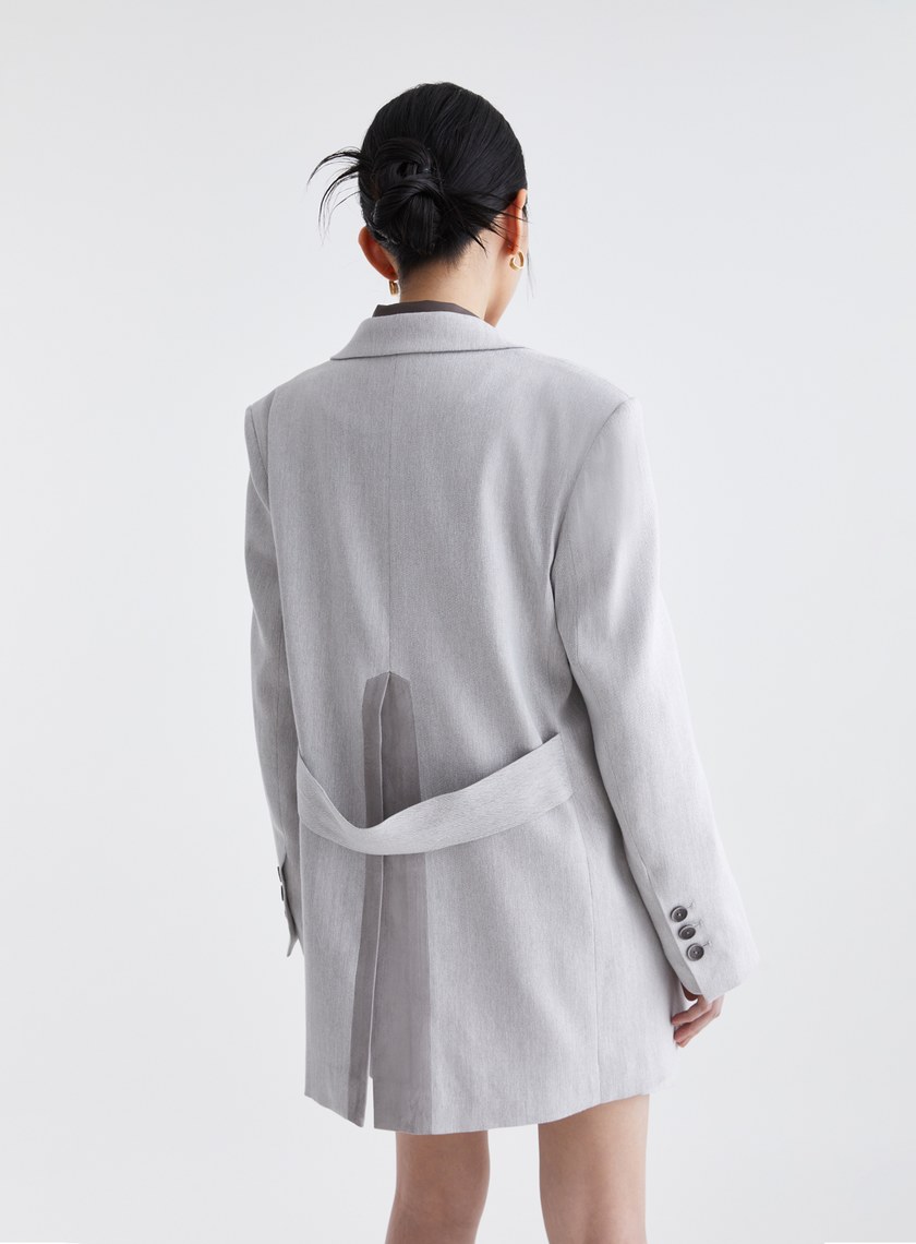 經典復古人字紋寬版西裝外套