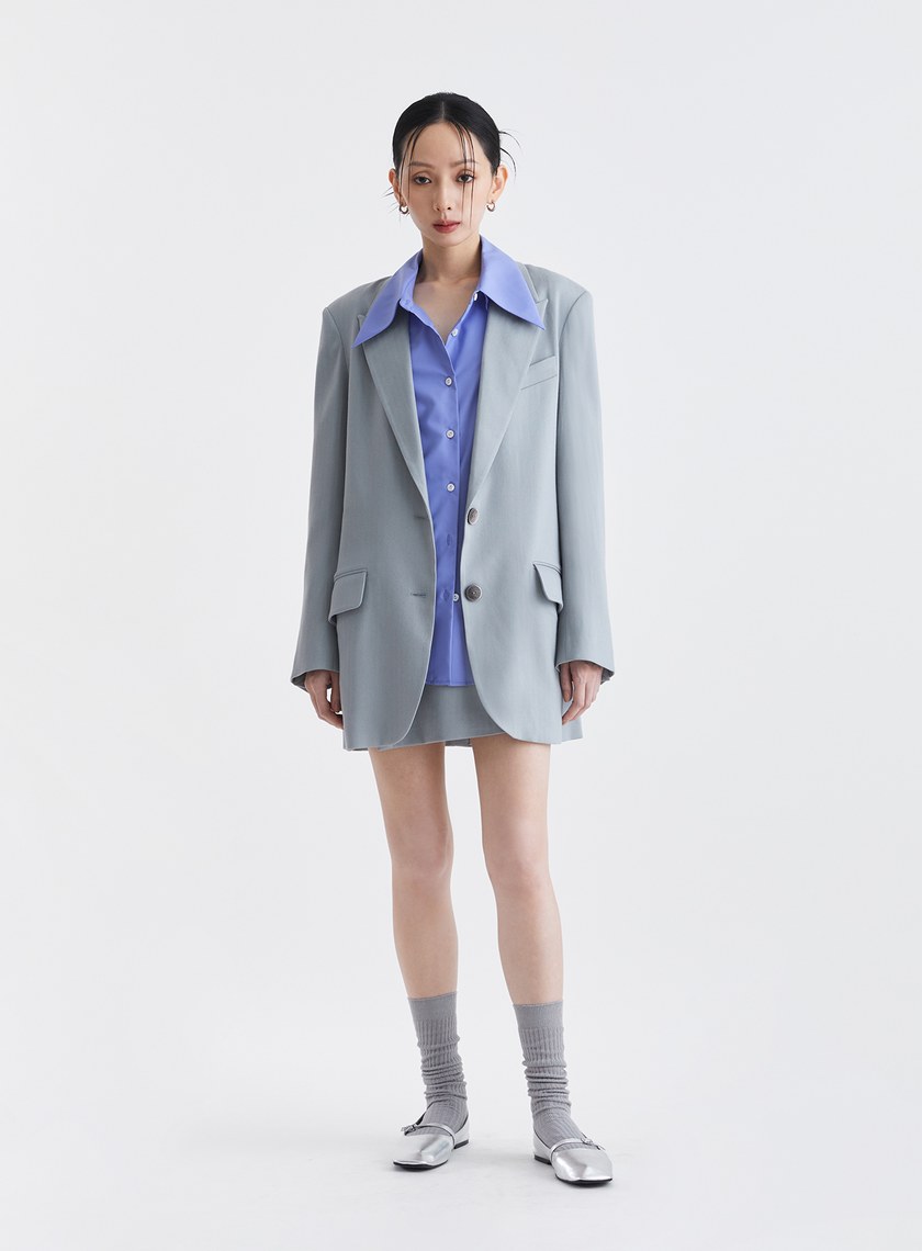 經典復古人字紋寬版西裝外套