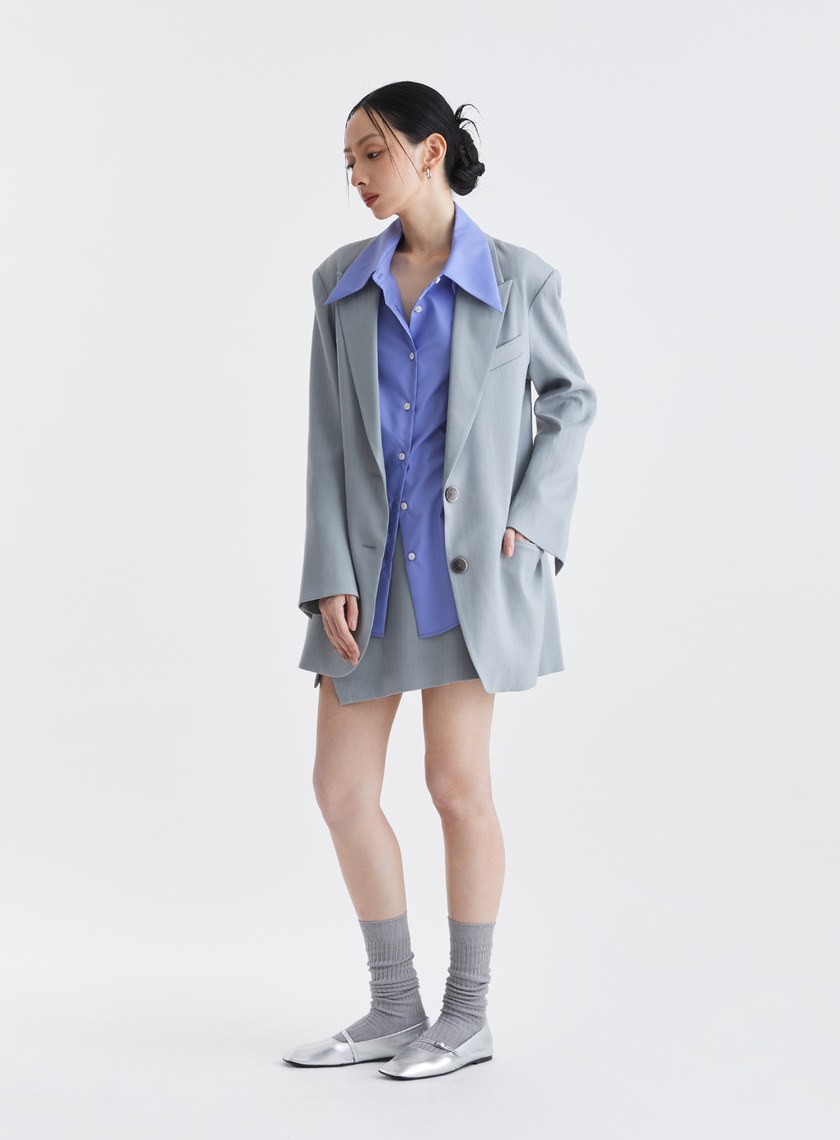 經典復古人字紋寬版西裝外套