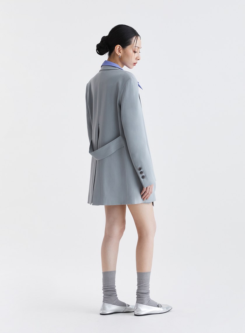 經典復古人字紋寬版西裝外套