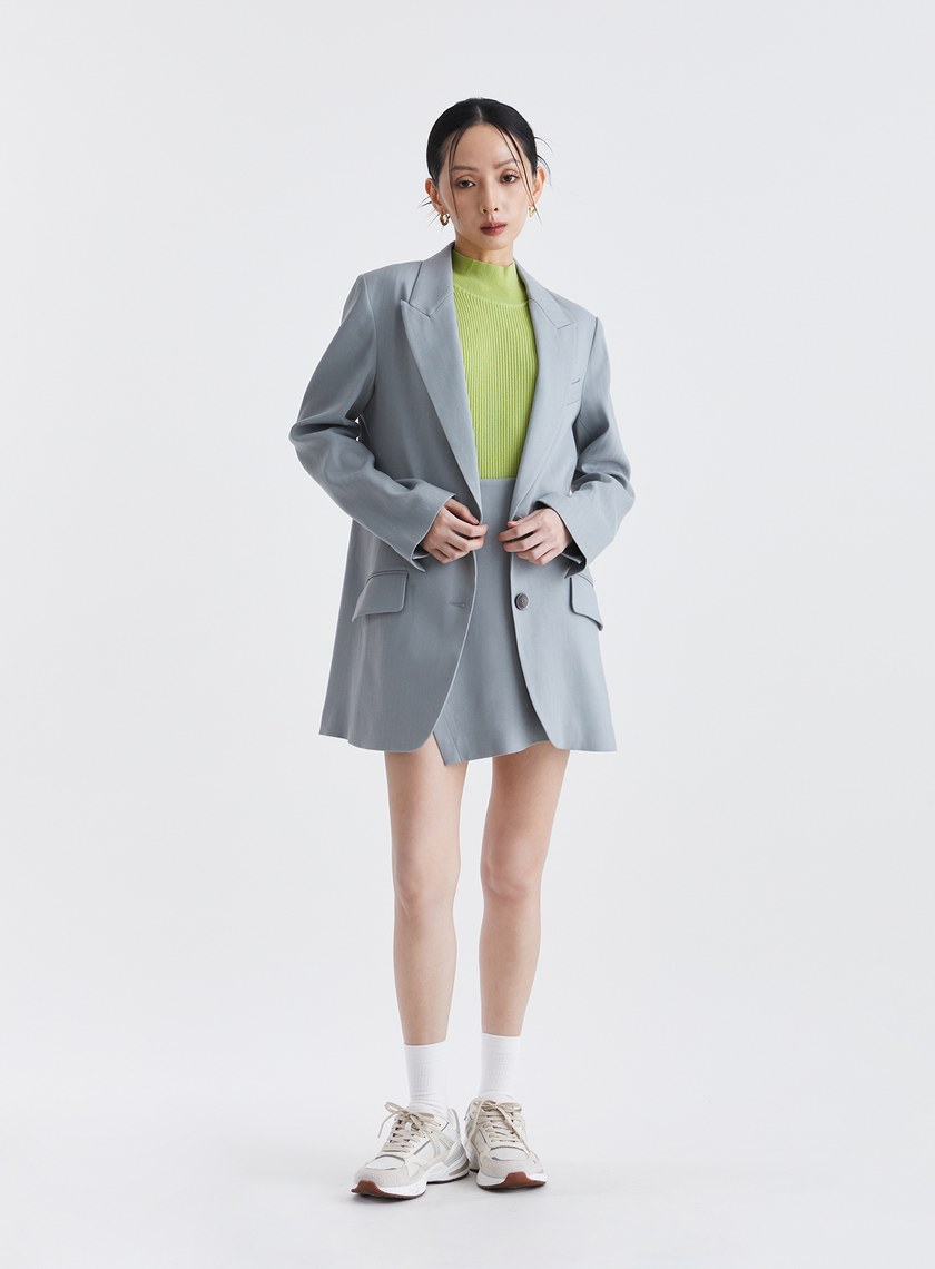 經典復古人字紋寬版西裝外套