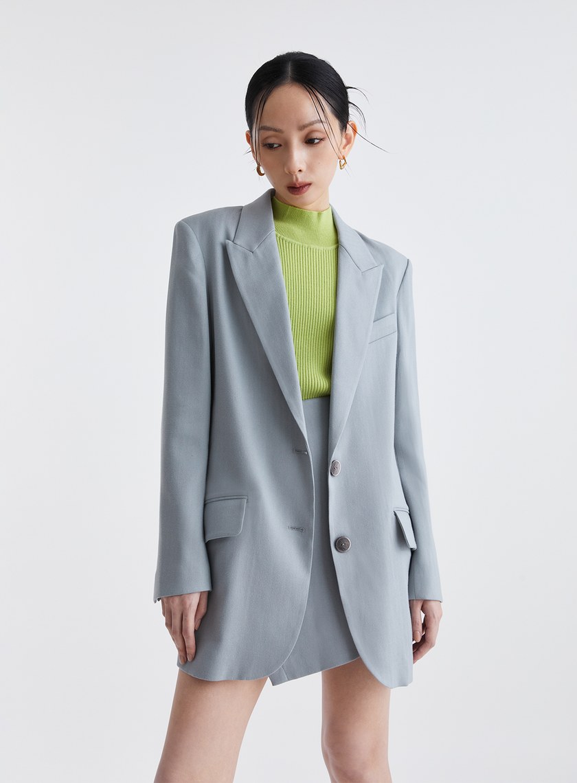 經典復古人字紋寬版西裝外套