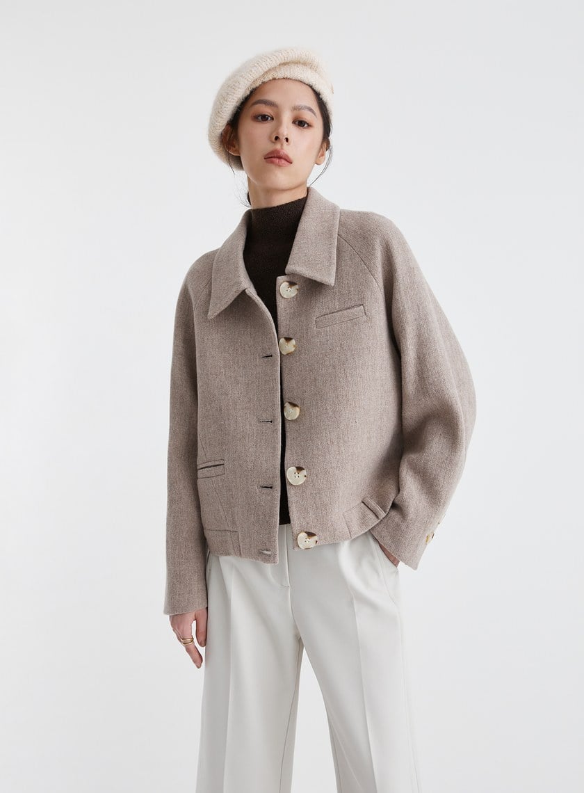 高級感純羊毛短版外套