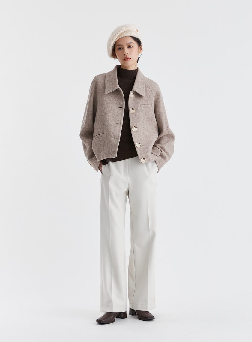 高級感純羊毛短版外套