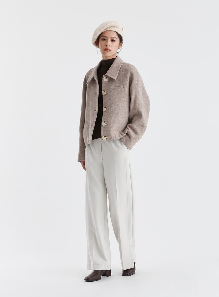 高級感純羊毛短版外套