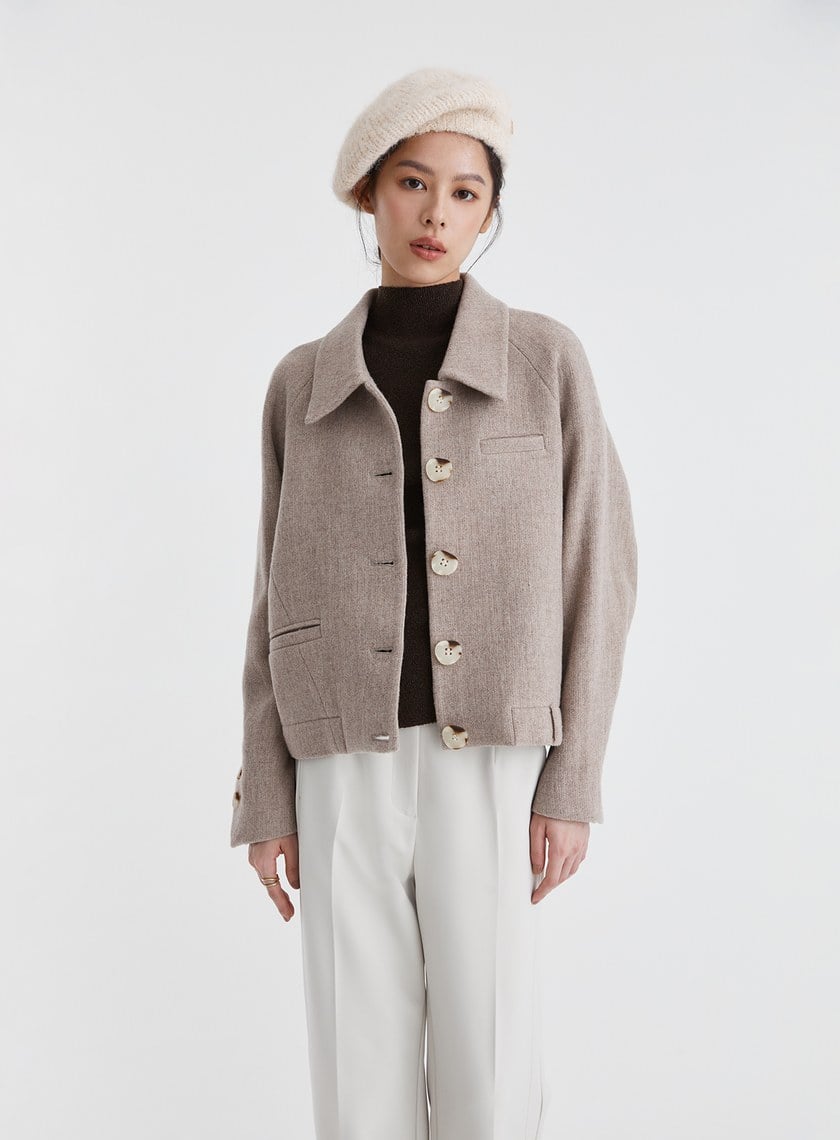 高級感純羊毛短版外套